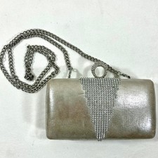 Silver Rhinestone Evening Clutch Bag Chain Strap Formal Wedding Party Prom Purse