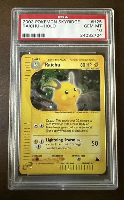 2003 Pokémon Raichu Skyridge Holo Rare #H25 PSA 10 Gem Mint
