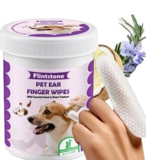 Dog Ear Cleaner Large Finger Wipes 60 Pieces Flintstone x2 Coconut Scent Ex 7-26