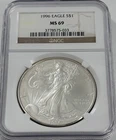 1996 Eagle S$1 MS69 American Eagle 1oz Fine Silver One Dollar Coin NGC Certified