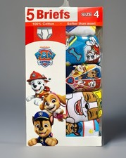 NEW PAW Patrol Boys' 5pk 100 Cotton Multicolor Brief Underwear Size 4