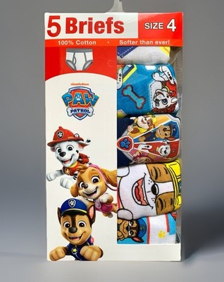 NEW PAW Patrol Boys' 5pk 100% Cotton Multicolor Brief Underwear Size 4