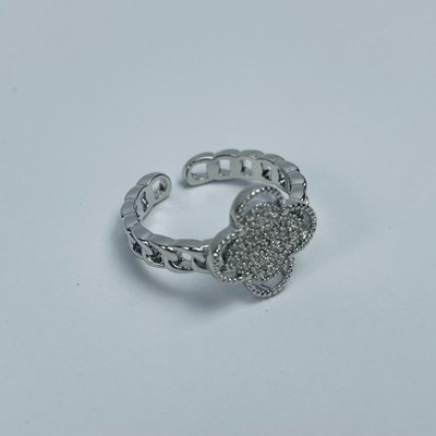 Mxinsunfanhua Open Ring, Paved Cubic Zirconia Adjustable Jewelry Ring
