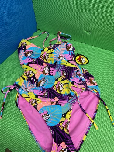 2025 Buc-ees Women'sLarge Floral Logo Print One Piece Swimsuit Suit Bucees