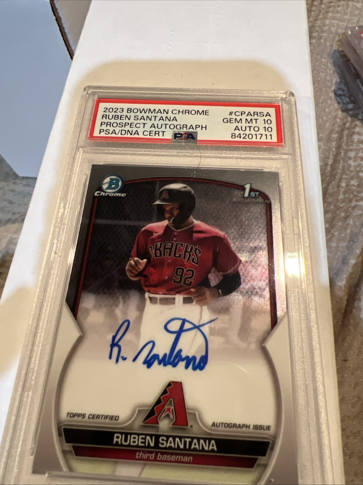 2023 Bowman Chrome 1st Auto Ruben Santana PSA 10 Autograph #CPA-RSA Diamondbacks