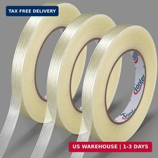 Filament Strapping Tape 1/2" x 60Yd 3 Rolls 6.2mil Fiberglass