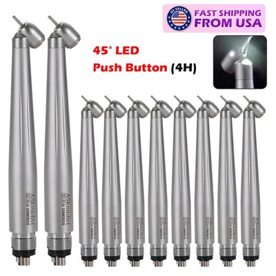 1-10 Dental 45 Degree Surgical High Speed Handpiece LED E-generator 4 Holes USA