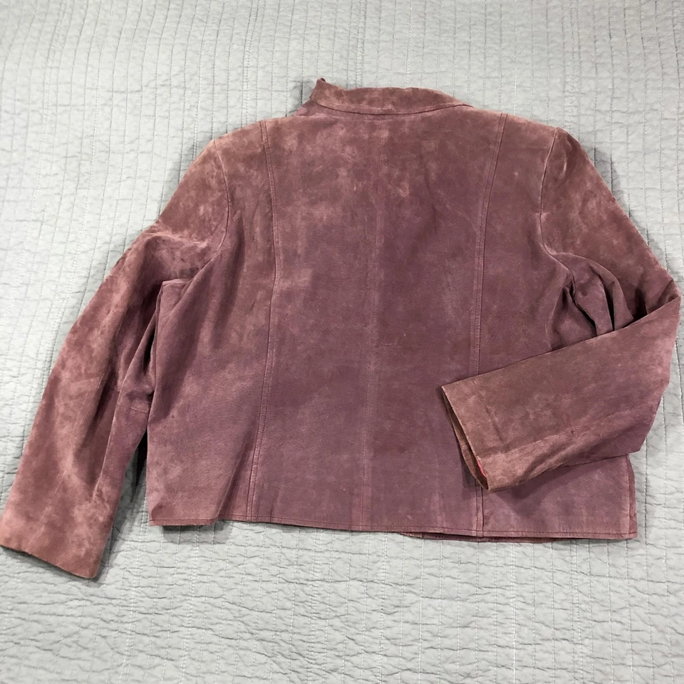 ie Clothing Mujer Chaqueta Mujer 3X Púrpura Cuero Malva Gamuza Blazer Forrado con Botones Foto 3 de 4
