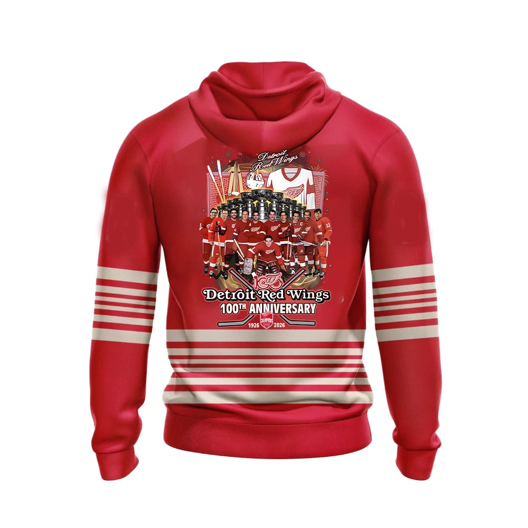 Detroit Red Wings 100th Anniversary Hoodie Shirt