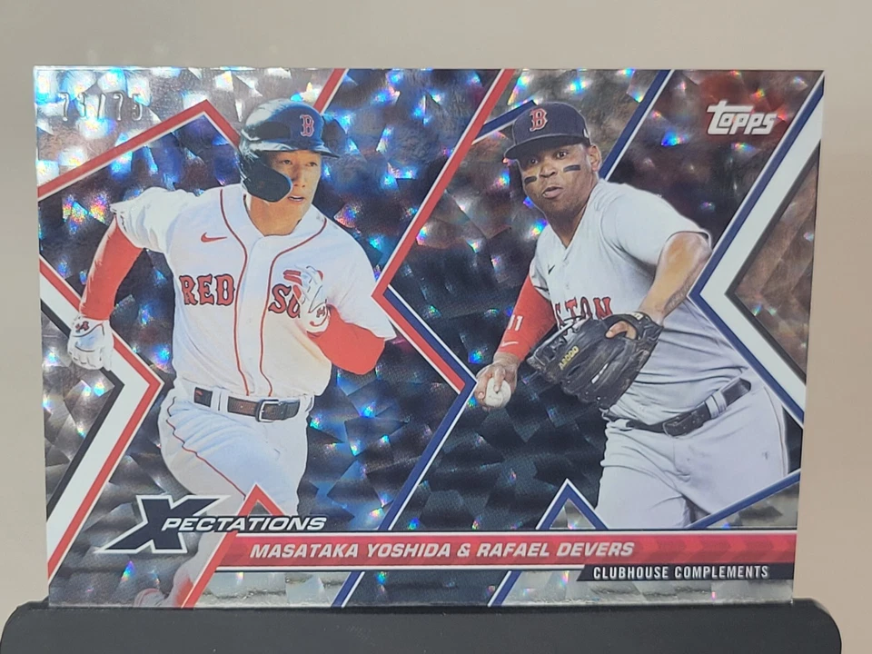 MASATAKA YOSHIDA RAFAEL DEVERS /75 TOPPS XPECTATIONS CRACKLE FOIL RC RED SOX #62 - Image 3 of 4