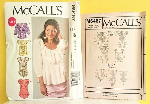 McCalls M4454 M6467 Ruffles Lace Camisole Top Scoop Neck Blouse Sewing Pattern - Picture 6 of 9