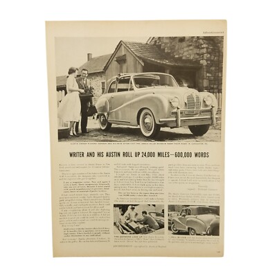 1954 Austin A-40 Convertible Auto Vintage Print Ad Writer And His Fan Letter