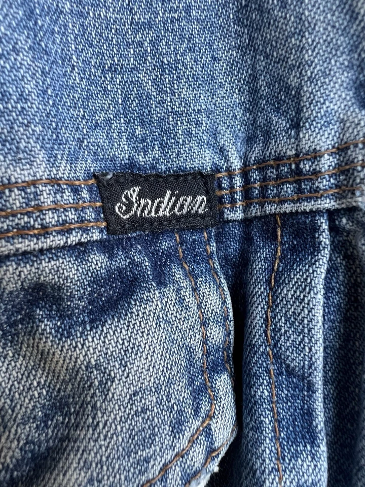 Chaqueta vaquera vintage Indian Motorcycle de gran tamaño bordada talla L parches Foto 4 de 4