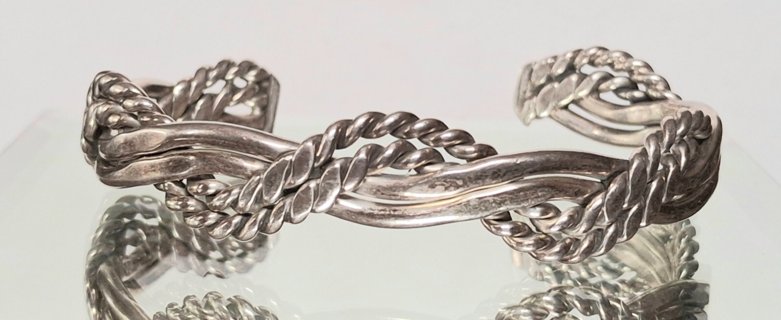 SOLID  CAST  925 STERLING SILVER BRAIDED WAVES CU… - image 6