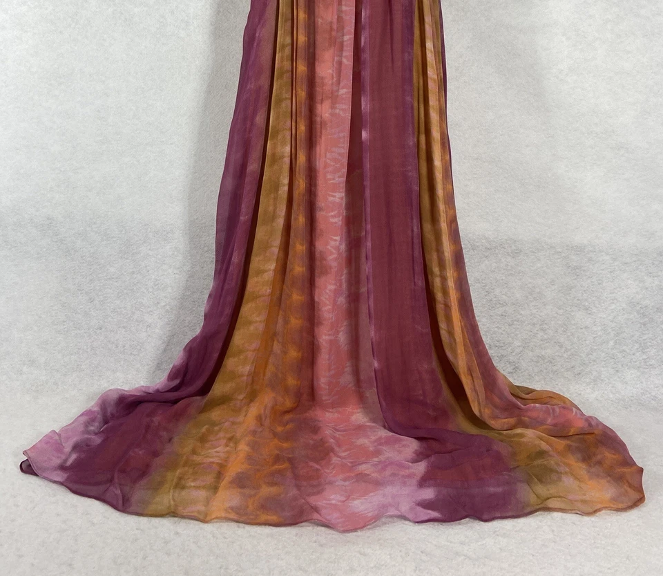 Maxi Vestido Zara Para Mujer Pequeño Rosa Marrón Cambio Lentejuelas Tie Dye Gasa” Foto 3 de 4