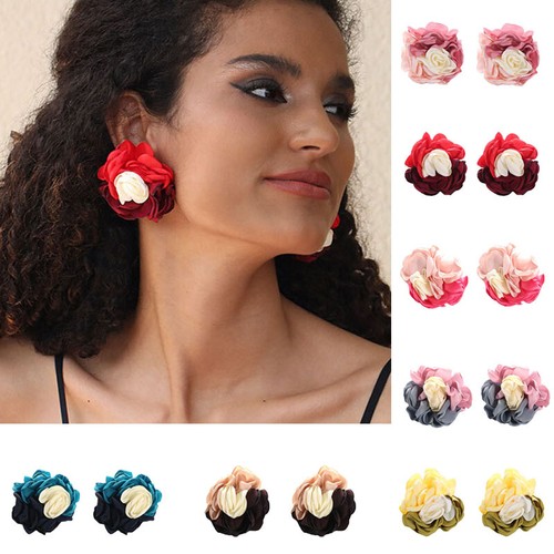 Fabric Drop Earrings Vintage Fashion Tassel Bohemian Statement Handmade Jewelry - Picture 3 of 225
