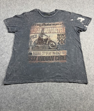 Indian Motorcycles Gray Dayton Beach Distressed Shirt Baggy L USA Made Y2K