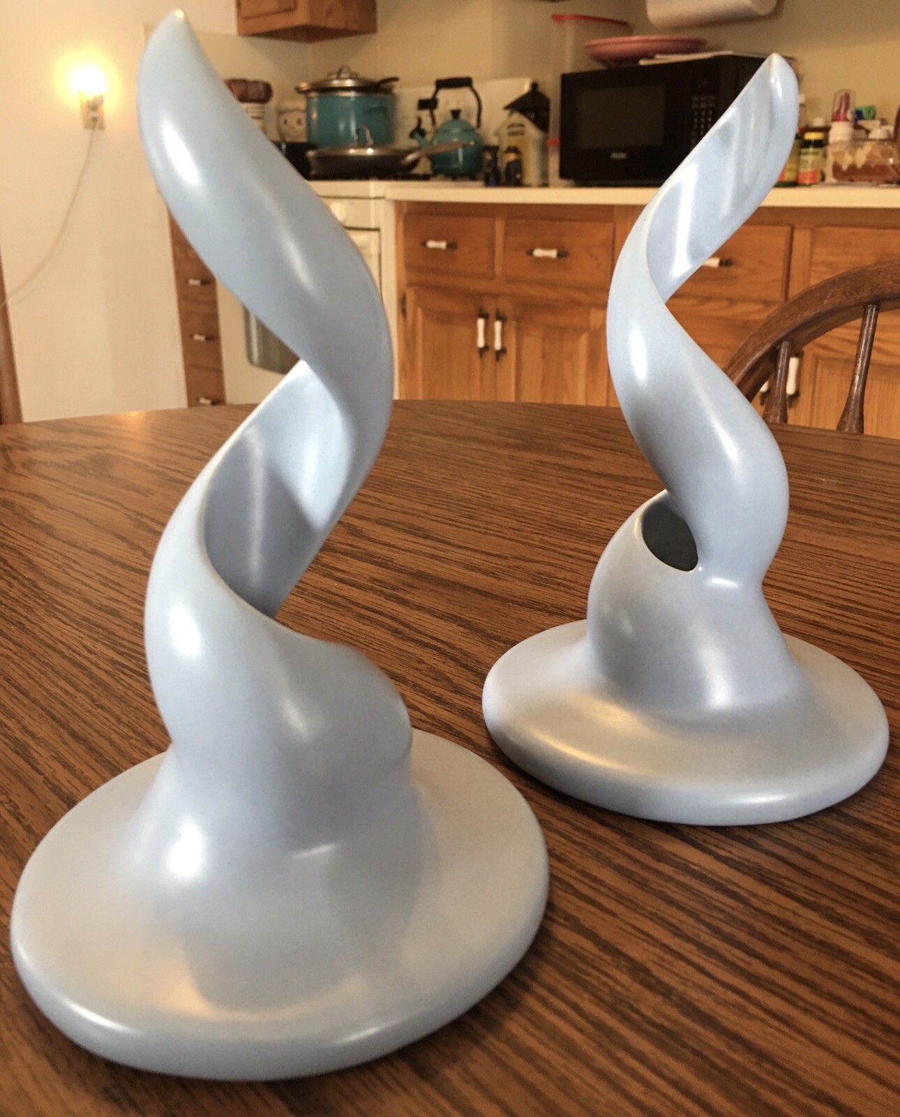 Vintage Metlox Poppytrail Light Blue Spiral Candlestick Candle Holder