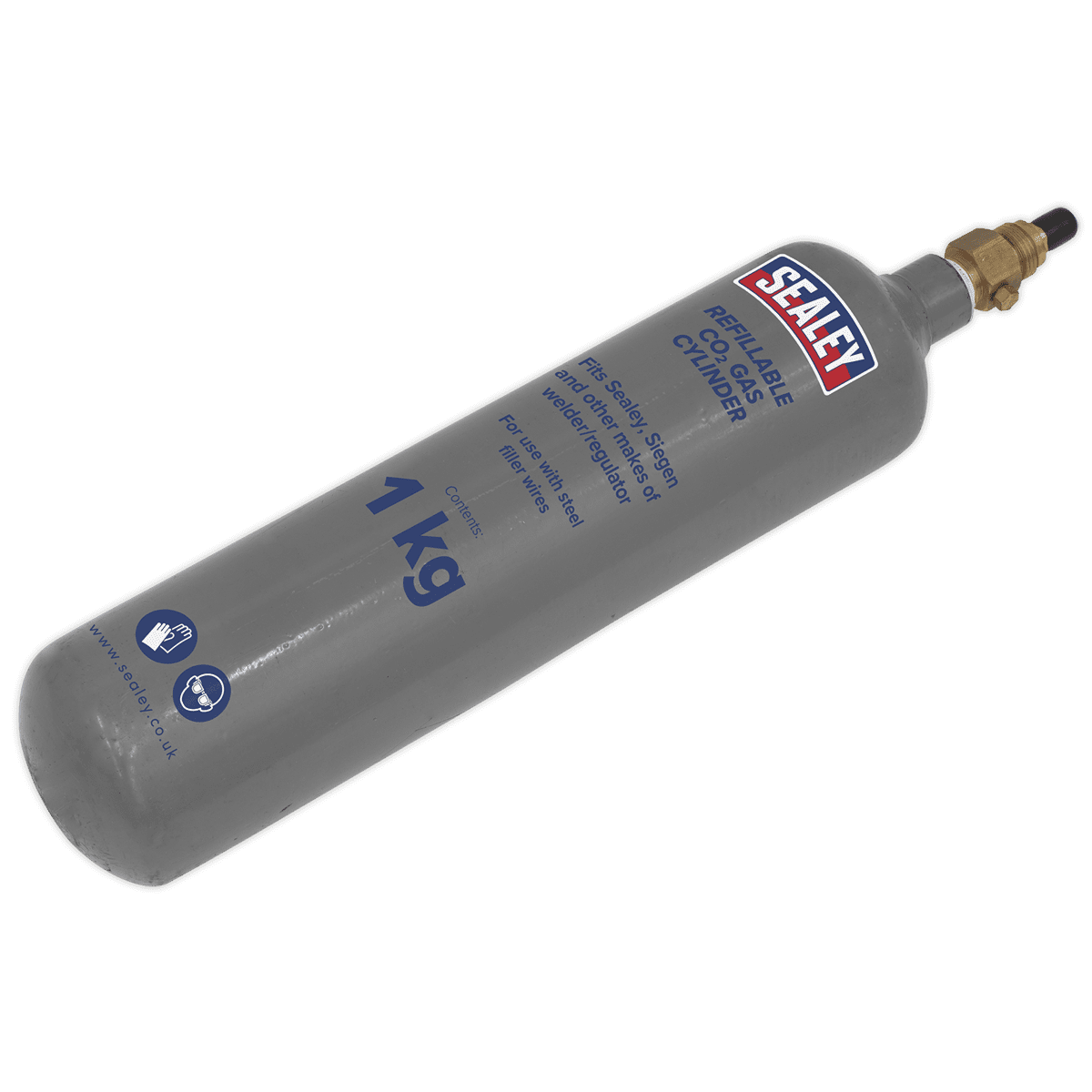 Sealey CO2-1KG Refillable Carbon Dioxide Gas Cylinder 1kg