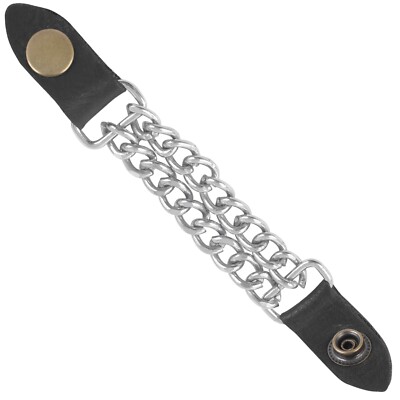 Motorcycle Vest Extenders Plain 7'' Inch Long Chain Chrome with Leather