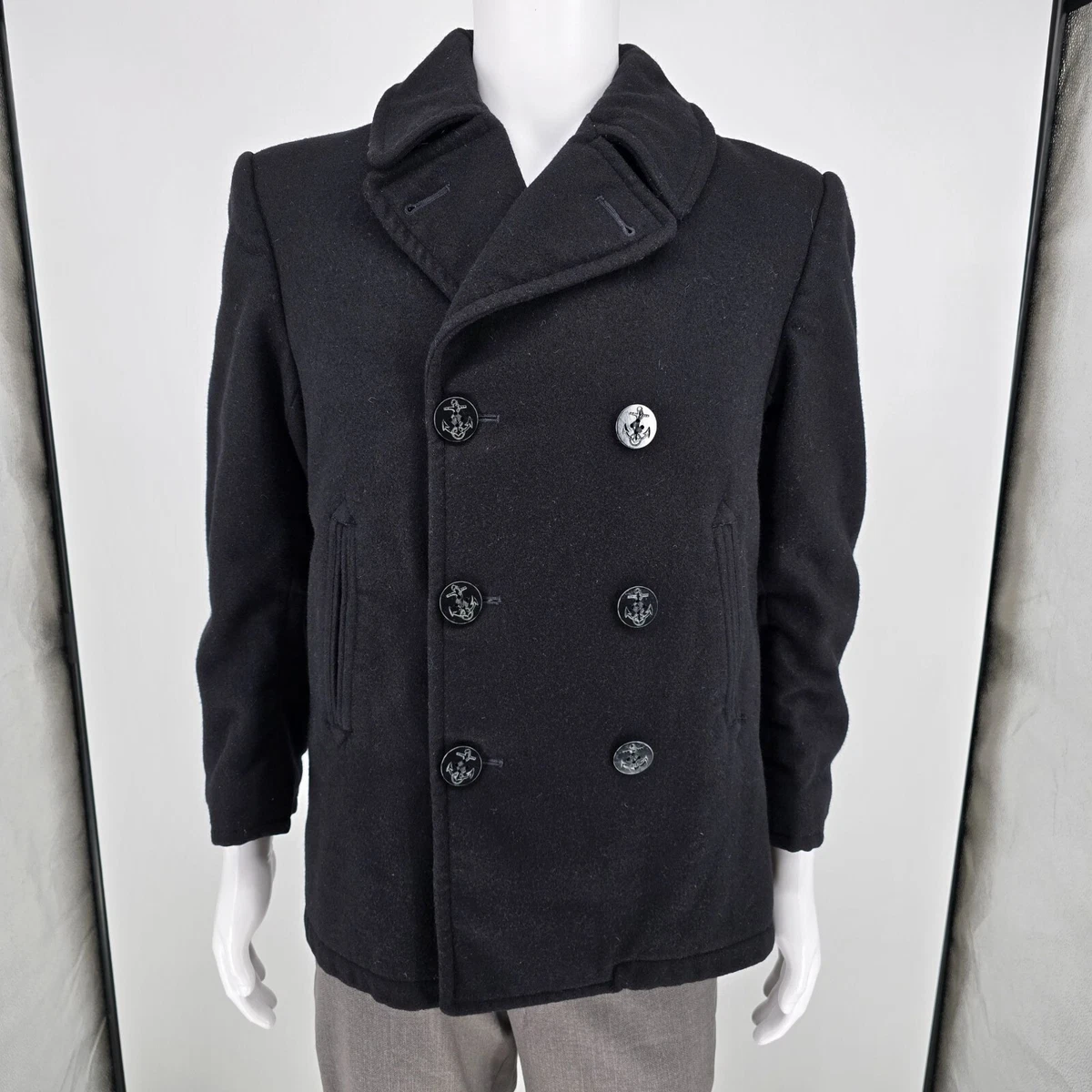 Vintage Navy Pea Coat In Vintage Outerwear Coats & Jackets For Men