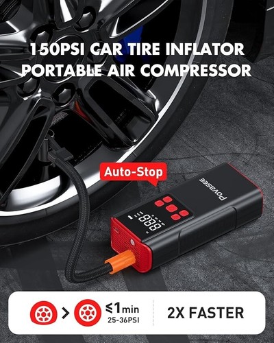Inflador de Neumáticos Compresor de Aire Portátil Povasee 150PSI Bomba de Aire Portátil (Sin Caja) - Imagen 4 de 8