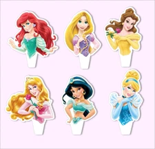 Set of 6 mixed Princess edible wafer paper cake images- choose your size