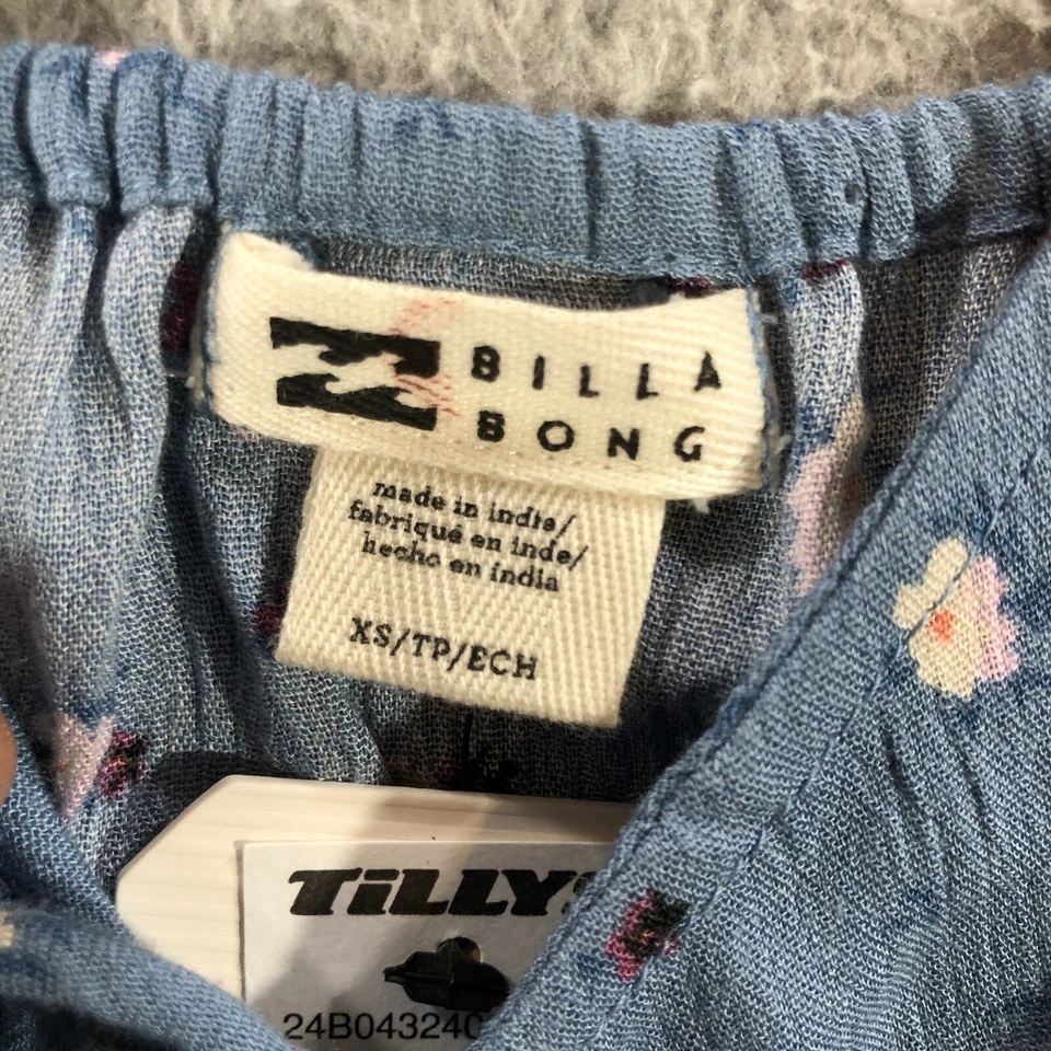 Babydoll Billabong Camisola Mujer XS Azul Floral Lunares Y2K Foto 4 de 4