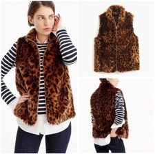 J.CREW Size XXS Faux-fur leopard print excursion vest Style G9519 $148
