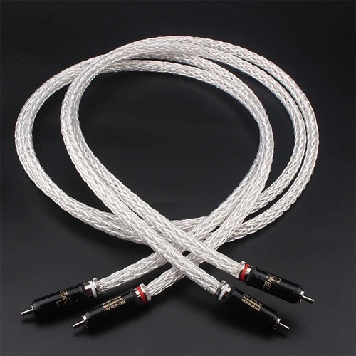One Pair 8AG 7N OCC Silver Plated Wire RCA Cable HiFi Audio Interconnect Cable - Picture 4 of 16