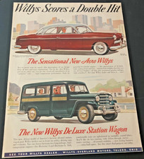 1952 Willys Aero-ace Deluxe Station Wagon - Vintage Original Print Ad Wall Art