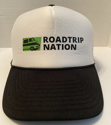 RoadTrip Nation Hat Shed the Noise Buttons Black/White Trucker Hat Printed Logo
