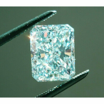Light Blue Color Ice Crushed Radiant Cut Loose Moissanite For