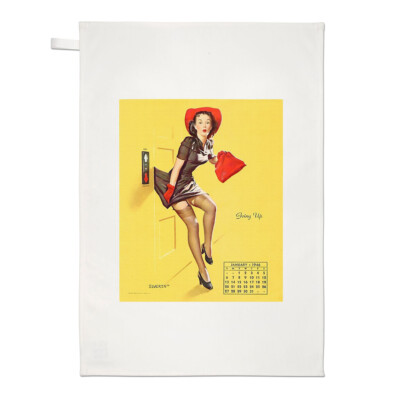 Pin Up Girl Geschirrtuch Going Up Gil Elvgren Sexy Vintage Poster Lift