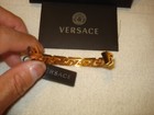 100% AUTHENTIC NEW VERSACE GRECA MEN GOLD PLATED BRASS CURVED CUFF BRACELET SZ M — photo 6