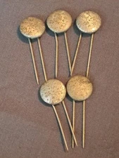 Antique Metal 2 Prong Scarf Pins, Lapel Button Set Of 5