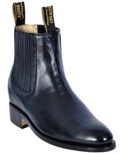 Men's Los Altos BLACK Genuine Deer Ankle Boots Charro Leather Welt Stitching EE