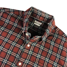Oobe Brand Men’s Flannel Button Shirt Maroon/Black Plaid • Medium