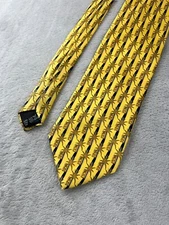 LANVIN PARIS DRESS SUIT DESIGNER 100%SILK NECKTIE TIE YELLOW Made in France 👔❤️