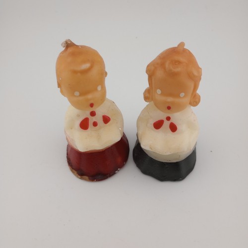 Gurley Kerzen Weihnachten Chor Junge und Mädchen 2er Set Vintage 1950 3" unbeleuchtet - Bild 7 von 10