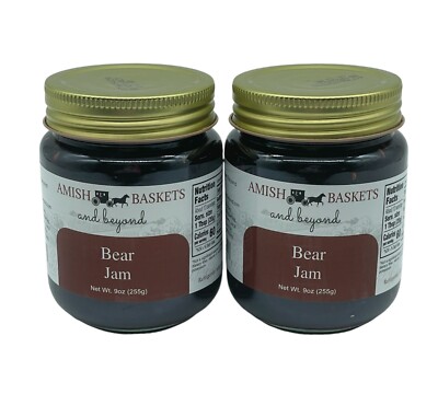 Amish Bear Jam Non GMO Vegan All Natural - 9 oz - 2 Jars