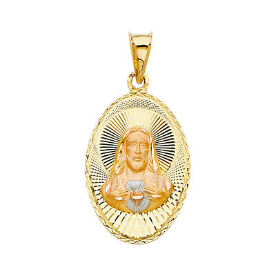 14k Tri Color Gold DC Jesus Stamp Religious Pendant Charm 