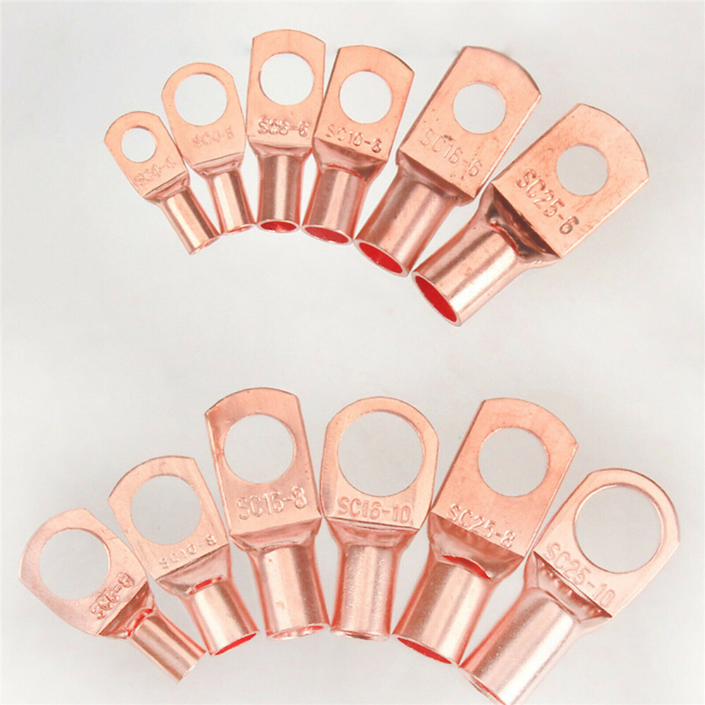 Battery Bare Copper Ring Lug Terminals Connector Wire Gauge SC4SC25