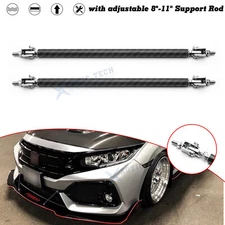 Strut Rod Carbon Style Front Diffuser Bumper Splitter  For Honda Accord Civic
