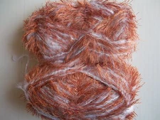 Mill End Assortment Fashion Plus eyelash/brushed yarn, brown/white, lot of 2