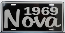 1969 69 NOVA Metal License Plate SS Super Sport 350 396 427 Muscle Car Classic