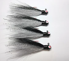 4 Shad Minnow Bucktail Hair Jigs 1/8 oz for Crappie, Walleye, Bass, Northern