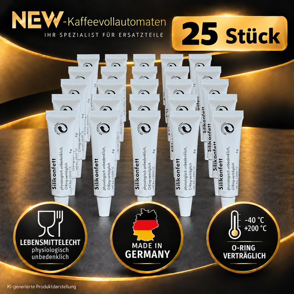25X Premium Silikonfett 6G Lebensmittelecht Kaffeevollautomat BrüHgruppe O-Ringe-image