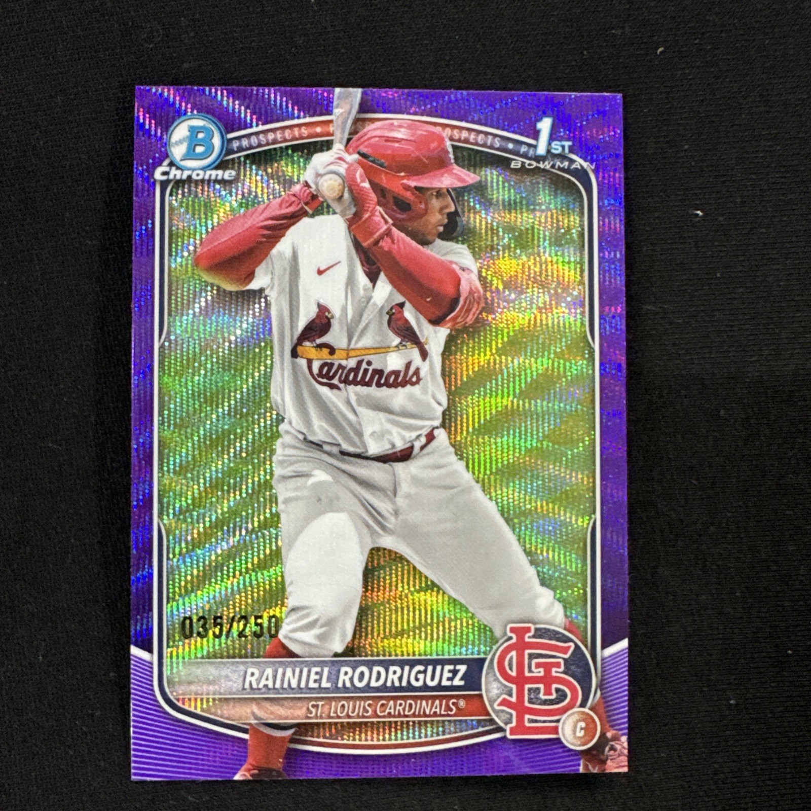 2025 bowman chrome Prospect #BCP-200 Rainiel Rodriguez purple shimmer/250