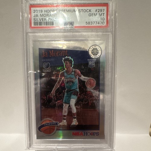 Panini 2019-20 Hoops Premium Stock Tribute Ja Morant Silver Prizm Rookie PSA 10